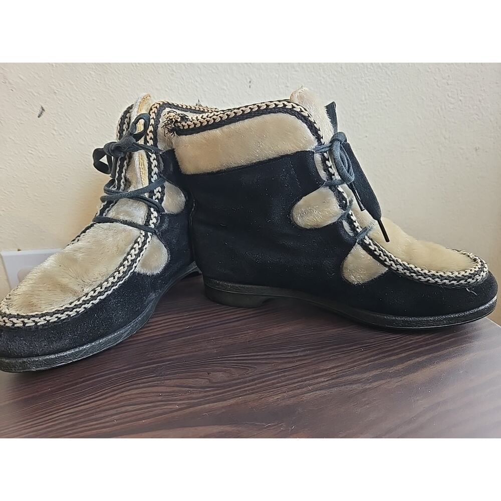 Vintage Snowland Chukka Boots USA Made Size 7 Faux Fur Rubber Soles